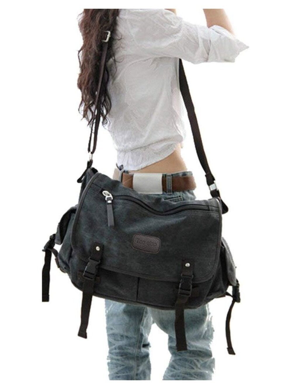 Vintage Canvas Messenger Bag for Men Women, Laptop Shoulder Bag